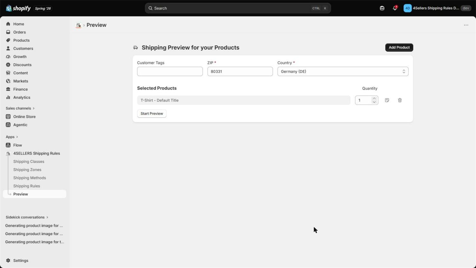Preview with test data